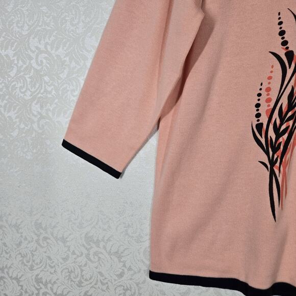 VTG Bob Mackie Wearable Art Cardigan Jacket sz XL Peach Black Zip Up Artsy READ - Picture 6 of 14